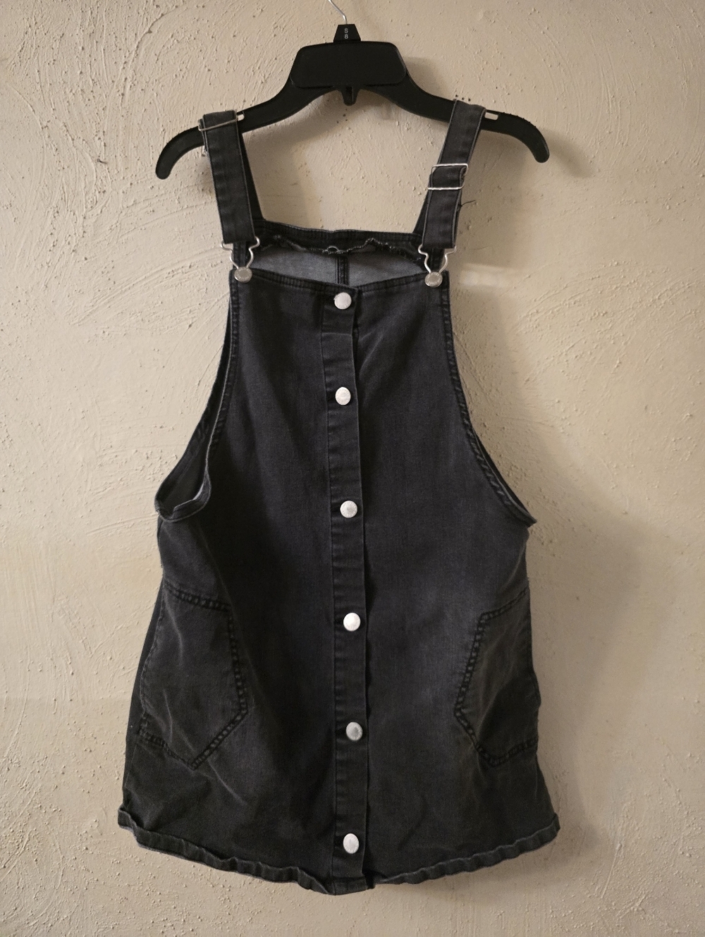 art class Black Denim Overall Dress with Frayed Trim